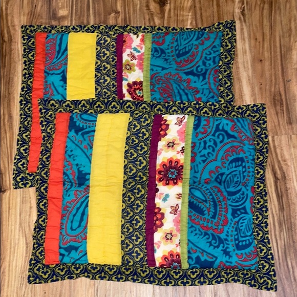 Anthropologie Other - Anthropologie pillow shams cases bedding boho quilt pattern blue orange green